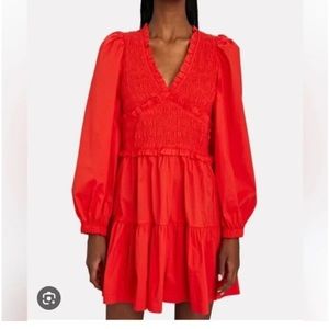 SEA New York Gaia Cotton Smocked Mini Dress, Size 6